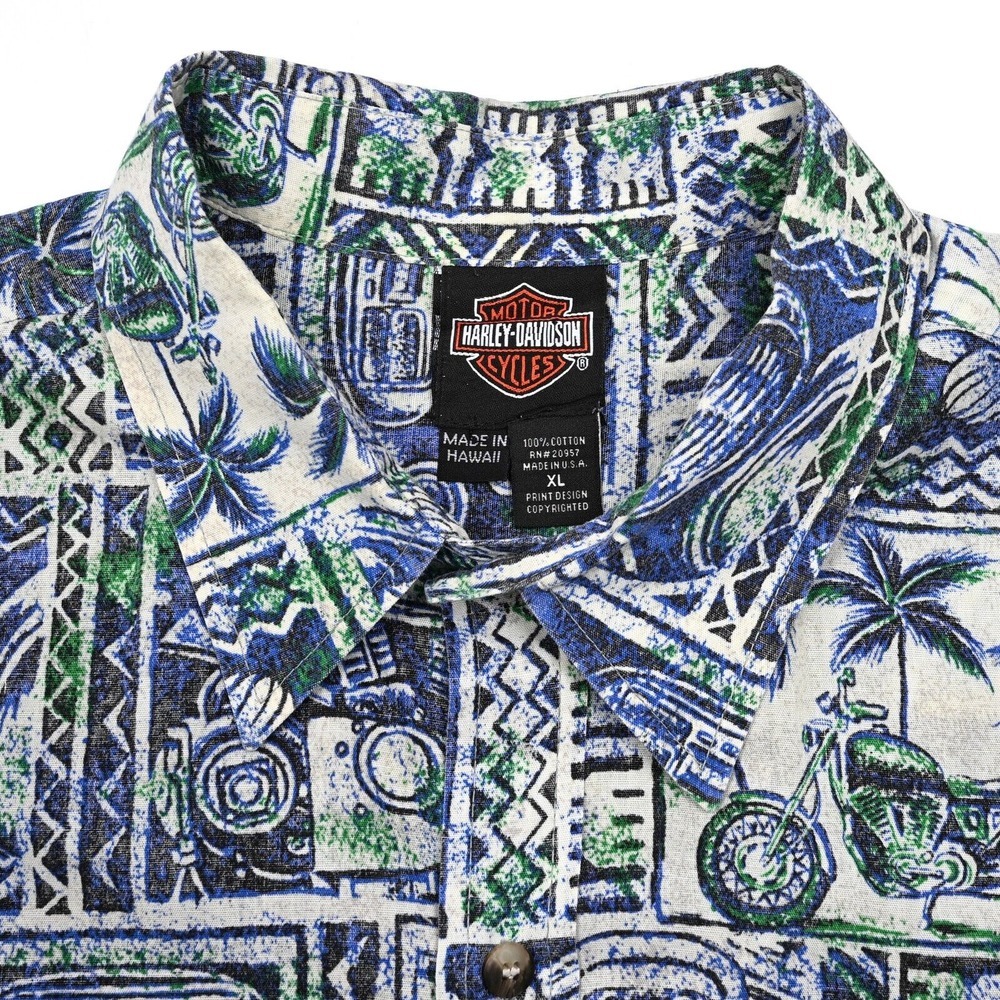 Harley Davidson Tori Richard Hawaiian Camp Shirt Mens XL Abstract All Over Print - Picture 6 of 10
